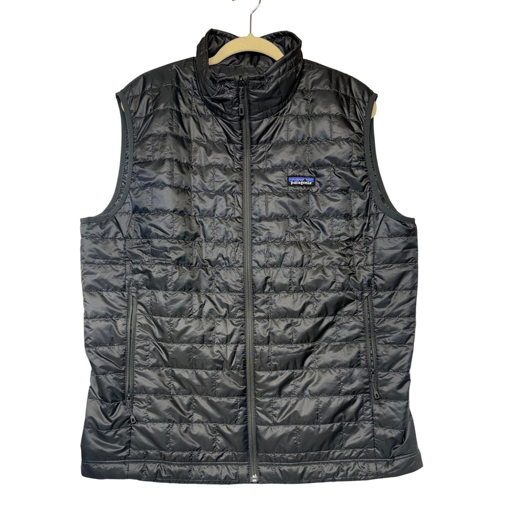 Patagonia Mens Nano Puff Vest Black Size Large CommonSpirit Logo Full Zip Puffer